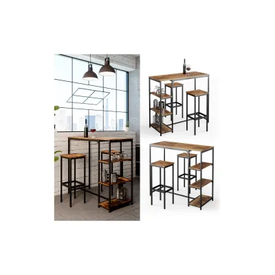 Vicco Bartisch-Set Alteiche 120x105x50 cm