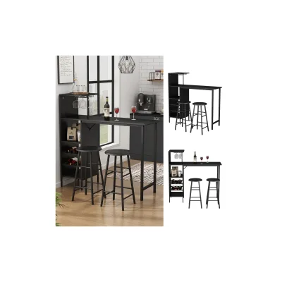 Vicco Bartisch-Set Naila Schwarz 121,5 x 40 cm mit 2 Hocker