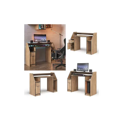 Vicco Gaming-Tisch Eiche 123x90x45 cm