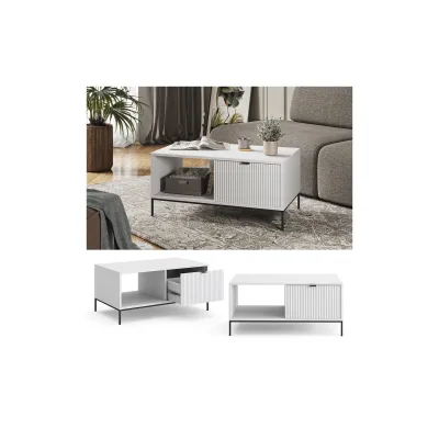 Vicco Couchtisch Eliza Weiß 90 x 45 cm mit einer Schublade