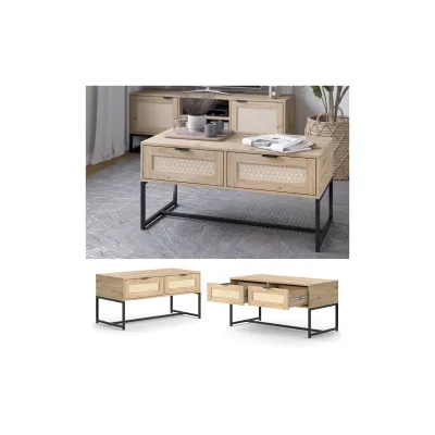 Vicco Couchtisch Natal Eiche 100 x 49,5 cm 2 Schubladen