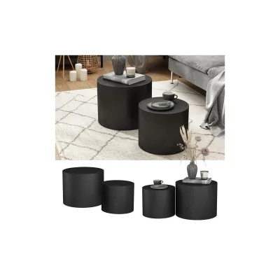 Vicco Couchtisch-Set Giva Schwarz 48 x 38 cm