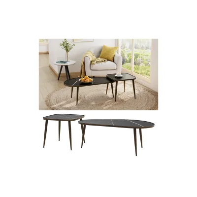 Vicco Couchtisch-Set Manitoba Schwarz 105 x 37 cm 2 Teile