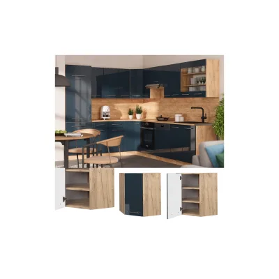 Vicco Eckhängeschrank Fame-Line Eiche Dunkelblau Hochglanz 57 cm