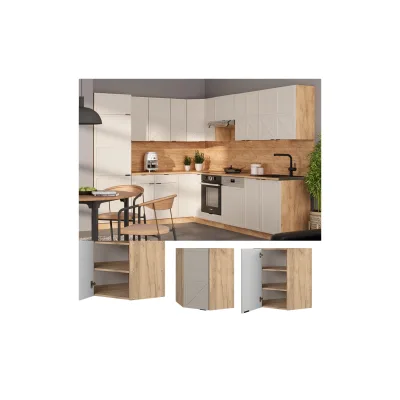 Vicco Eckhängeschrank Fame-Line Eiche Grau-Beige gerahmt 57 cm