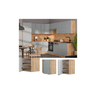 Vicco Eckhängeschrank Fame-Line Eiche Hellblau-Grau gerahmt 57 cm