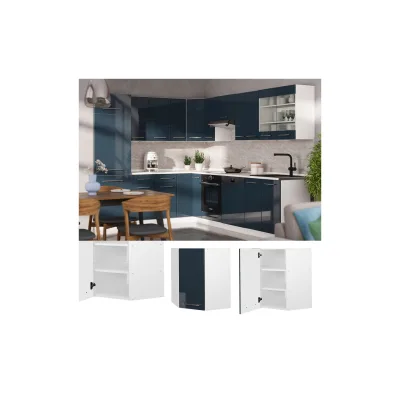 Vicco Eckhängeschrank Fame-Line Weiß Dunkelblau Hochglanz 57 cm