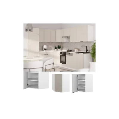 Vicco Eckhängeschrank Fame-Line Weiß Grau-Beige gerahmt 57 cm
