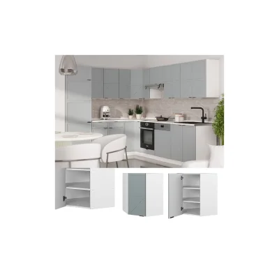 Vicco Eckhängeschrank Fame-Line Weiß Hellblau-Grau gerahmt 57 cm