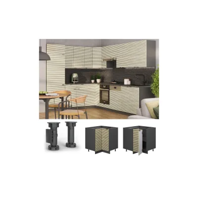 Vicco Eckunterschrank Fame-Line Anthrazit Eiche gefräst 87 cm mit Arbeitsplatte Anthrazit
