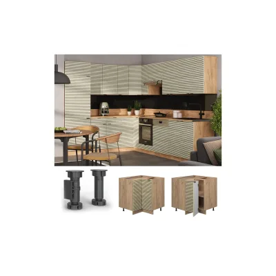 Vicco Eckunterschrank Fame-Line Eiche gefräst 87 cm mit Arbeitsplatte Anthrazit
