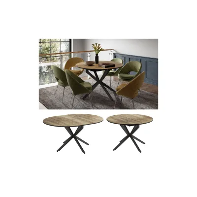Vicco Esstisch Wildeiche, Schwarz 120x76.5x120 cm