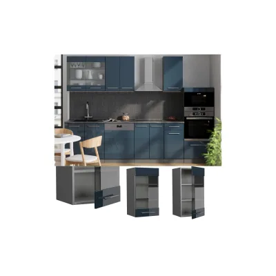 Vicco Glashängeschrank Fame-Line Anthrazit Dunkelblau Hochglanz 40 cm