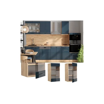 Vicco Glashängeschrank Fame-Line Eiche Dunkelblau Hochglanz 40 cm