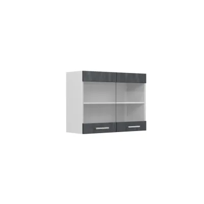 Vicco Hängeglasschrank R-Line Schwarz Beton Weiß 80 cm