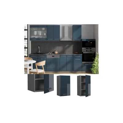 Vicco Hängeschrank Fame-Line Anthrazit Dunkelblau Hochglanz 40 cm