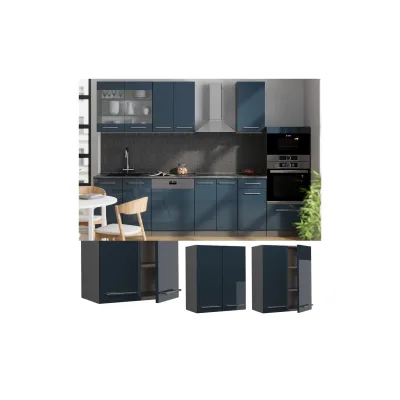 Vicco Hängeschrank Fame-Line Anthrazit Dunkelblau Hochglanz 60 cm