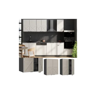 Vicco Hängeschrank Fame-Line Anthrazit Grau-Beige gerahmt 60 cm