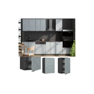 Vicco Hängeschrank Fame-Line Anthrazit Hellblau-Grau gerahmt 50 cm