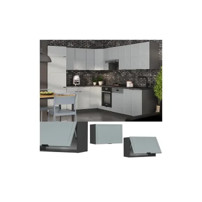 Vicco Hängeschrank Fame-Line Anthrazit Hellblau-Grau gerahmt 60 cm flach