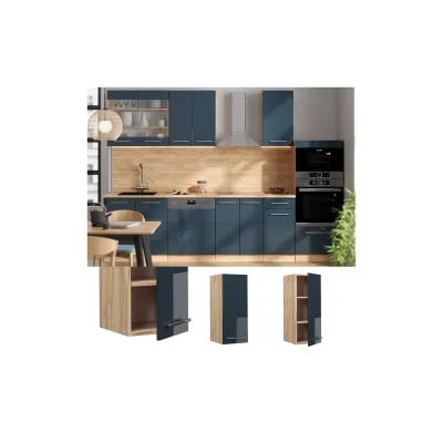 Vicco Hängeschrank Fame-Line Eiche Dunkelblau Hochglanz 30 cm