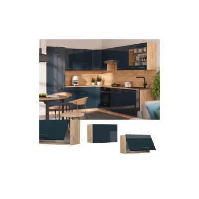 Vicco Hängeschrank Fame-Line Eiche Dunkelblau Hochglanz 60 cm flach