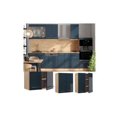 Vicco Hängeschrank Fame-Line Eiche Dunkelblau Hochglanz 60 cm