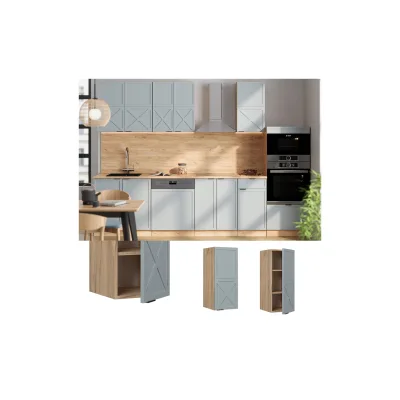 Vicco Hängeschrank Fame-Line Eiche Hellblau-Grau gerahmt 30 cm