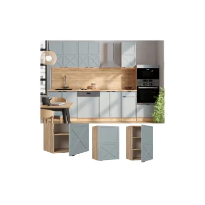 Vicco Hängeschrank Fame-Line Eiche Hellblau-Grau gerahmt 50 cm