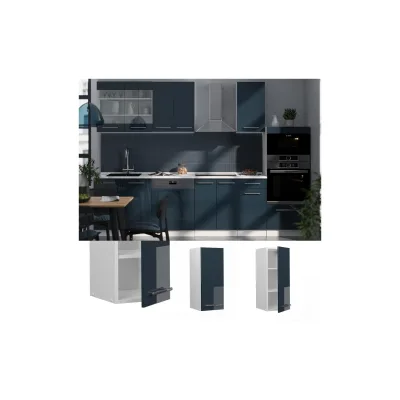 Vicco Hängeschrank Fame-Line Weiß Dunkelblau Hochglanz 30 cm