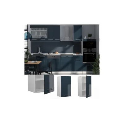 Vicco Hängeschrank Fame-Line Weiß Dunkelblau Hochglanz 40 cm