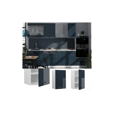 Vicco Hängeschrank Fame-Line Weiß Dunkelblau Hochglanz 45 cm