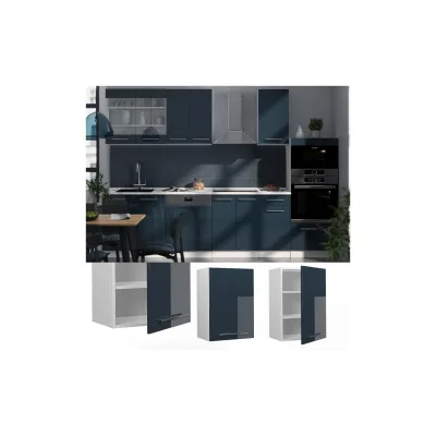 Vicco Hängeschrank Fame-Line Weiß Dunkelblau Hochglanz 50 cm