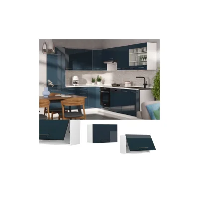 Vicco Hängeschrank Fame-Line Weiß Dunkelblau Hochglanz 60 cm flach