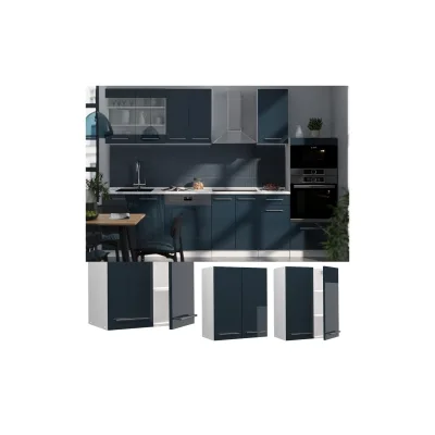 Vicco Hängeschrank Fame-Line Weiß Dunkelblau Hochglanz 60 cm