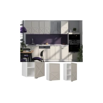 Vicco Hängeschrank Fame-Line Weiß Grau-Beige gerahmt 50 cm