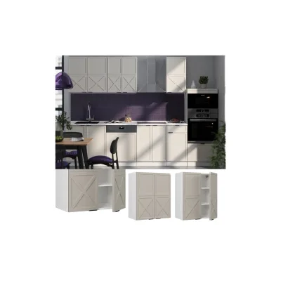 Vicco Hängeschrank Fame-Line Weiß Grau-Beige gerahmt 60 cm