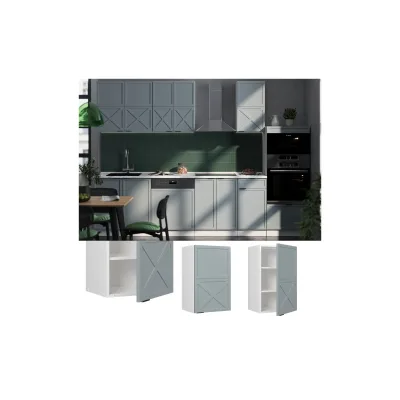 Vicco Hängeschrank Fame-Line Weiß Hellblau-Grau gerahmt 45 cm