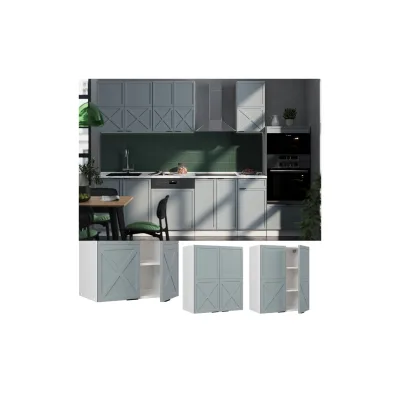 Vicco Hängeschrank Fame-Line Weiß Hellblau-Grau gerahmt 60 cm