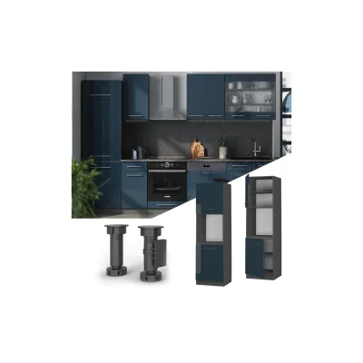 Vicco Herdschrank Fame-Line Anthrazit Dunkelblau Hochglanz 60 cm 2 Türen