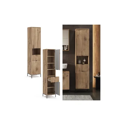 Vicco Hochschrank Eliza Viking Oak 40 x 190 cm mit 2 Türen und Schublade