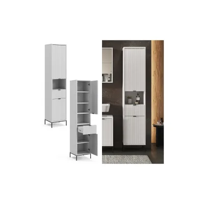 Vicco Hochschrank Eliza Weiß 40 x 190 cm mit 2 Türen und Schublade