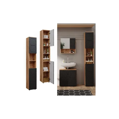 Vicco Hochschrank Irma Eiche Anthrazit 30 x 192 cm Badezimmer