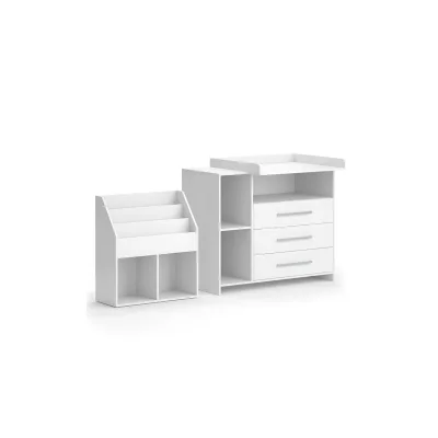 Vicco Kinderzimmer-Set "Oskar", Weiß, 2 Teile, mit Wickelkommode und Bücherregal