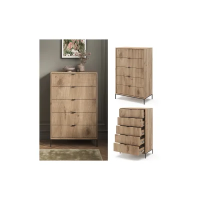 Vicco Kommode Eliza Viking Oak 76 x 120 cm mit 5 Schubladen