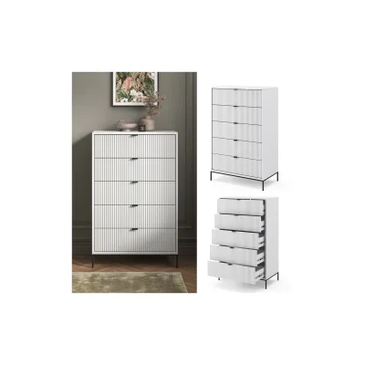 Vicco Kommode Eliza Weiß 76 x 120 cm mit 5 Schubladen