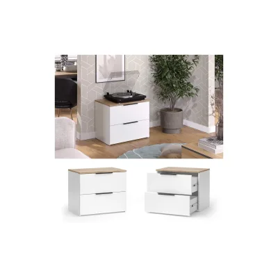 Vicco Kommode Wido Weiß Eiche 60 x 50 cm mit 2 Schubladen