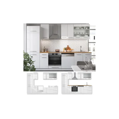 Vicco Küche Fame-Line 240 cm Küchenzeile Küchenblock Einbau Hochglanz