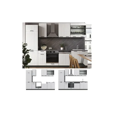 Vicco Küche Fame-Line 300 cm Küchenzeile Landhaus Küchenblock Einbau Anthrazit