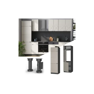 Vicco Kühlumbauschrank Fame-Line Anthrazit Grau-Beige gerahmt 60 cm